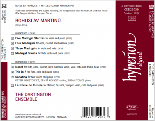 The Dartington Ensemble - Martinu: La Revue de Cuisine / Nonet / Trio (1998)