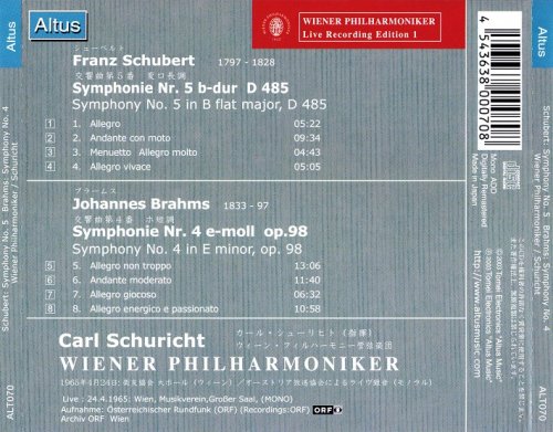 Carl Schuricht - Schubert: Symphony No. 5, Brahms: Symphony No. 4 (2003)