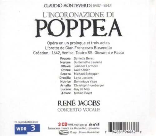 Rene Jacobs, Concerto Vocale - Monteverdi: L'incoronazione di Poppea (1990)