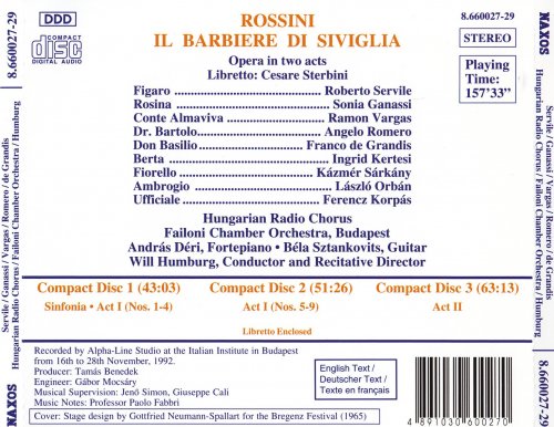 Will Humburg, Roberto Servile, Sonia Ganassi, Ramon Vargas - Rossini: Il Barbiere di Siviglia (1993)