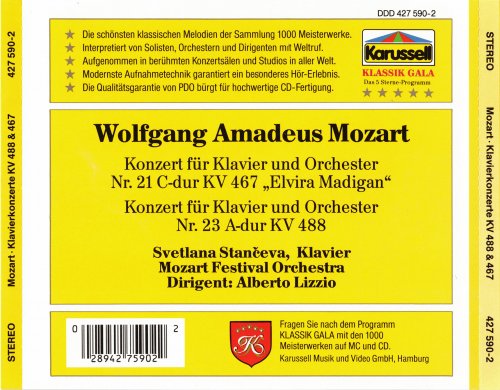 Svetlana Stanceva, Mozart Festival Orchestra, Alberto Lizzio - Mozart: Klavierkonzert KV 488 & 467 "Elvira Madigan" (1988)