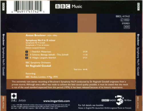 BBC Symphony Orchestra, Sir Reginald Goodall - Bruckner: Symphonie Nr.9 (2006)