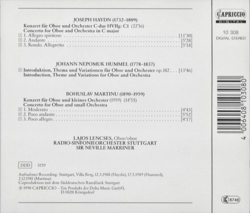 Lajos Lencses, Radio-Sinfonieorchester Stuttgart, Sir Neville Marriner - Haydn, Hummel, Martinu: Oboe Concertos (1990) CD-Rip