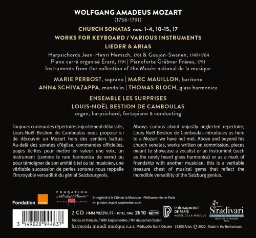 Louis-Noël Bestion de Camboulas, Ensemble les Surprises, Marie Perbost, Marc Mauillon - An Unexpected Mozart (2022) [Hi-Res]