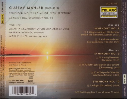 Yoel Levi, Atlanta Symphony Orchestra, Atlanta Symphony Chorus, Barbara Bonney, Mary Phillips - Mahler: Symphony No. 2 "Resurrection" / Adagio From Symphony No. 10 (2002)