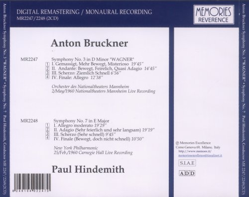 Paul Hindemith - Bruckner: Symphony No. 3 Wagner & No. 7 (2013)