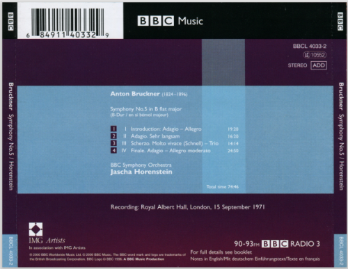 BBC Symphony Orchestra, Jascha Horenstein - Bruckner: Symphonie Nr.5 (2000)