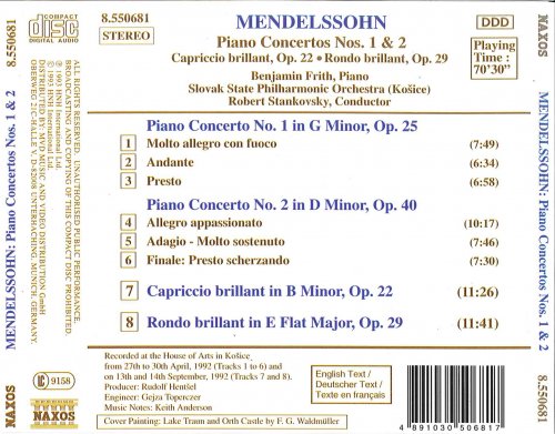 Benjamin Frith, Slovak State Philharmonic Orchestra, Robert Stankovsky - Mendelssohn: Piano Concertos Nos. 1 and 2 / Capriccio Brillant / Rondo Brillant (1993)