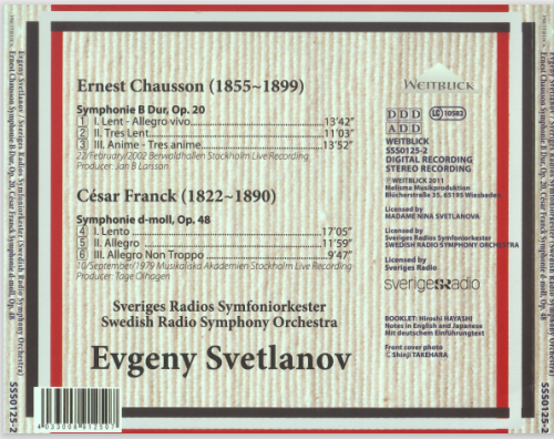 Swedish Radio Symphony Orchestra, Evgeny Svetlanov - Chausson: Symphonie B-Dur / Franck: Symphonie d-moll (2011)