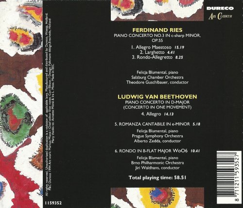 Felicja Blumental - Ries: Piano Concerto No. 3 / Beethoven: Piano Concerto in D, Romanza cantabile, Rondo (2014) CD-Rip