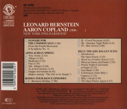 New York Philharmonic, Leonard Bernstein - Copland: Rodeo, Billy the Kid, Appalachian Spring (1987) CD-Rip