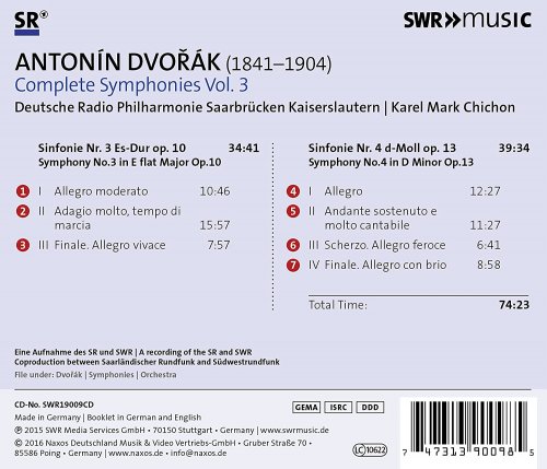 Deutsche Radio Philharmonie Saarbrücken Kaiserslautern, Karel Mark Chichon - Dvořák: Complete Symphonies, Vol. 3 (2016)