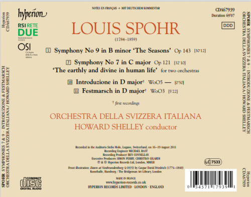 Orchestra della Svizzera Italiana, Howard Shelley - Spohr: Symphonies Nos 7 & 9 / Introduzione & Festmarsch (2012)