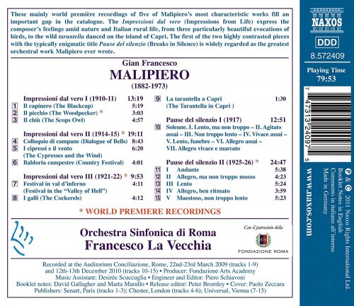 Orchestra Sinfonica di Roma, Francesco La Vecchia - Malipiero: Impressioni dal vero; Pause del silenzio (2011)