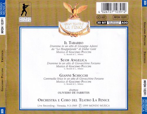 Oliviero De Fabritiis - Puccini: Trittico: Il Tabarro / Suor Angelica / Gianni Schicchi (1999) [3CD]