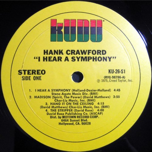 Hank Crawford ‎- I Hear A Symphony (1975) LP