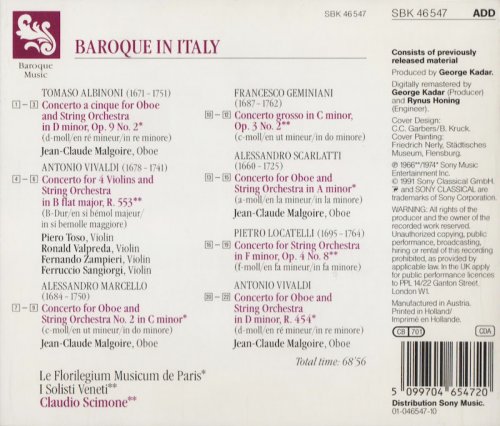 I Solisti Veneti, Claudio Scimone - Baroque in Italy: Albinoni, Marcello, Geminiani, Scarlatti, Locatelli, Vivaldi (1991) CD-Rip