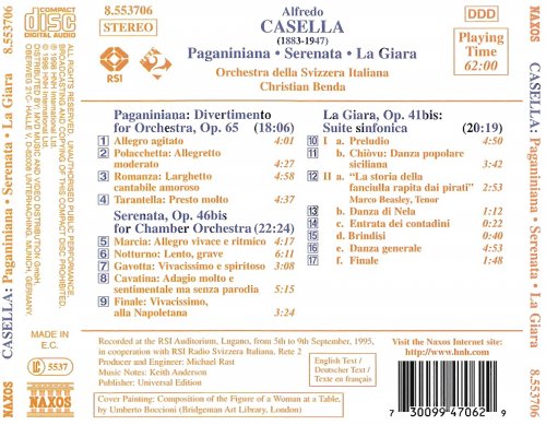 Christian Benda, Swiss-Italian Radio Orchestra - Casella: aganiniana; Serenata; La Giara (1998)