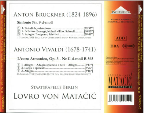 Staatskapelle Berlin, Lovro von Matačić - Bruckner: Symphonie Nr.9 / A.Vivaldi: L'estro Armonico Nr.11 (2005)