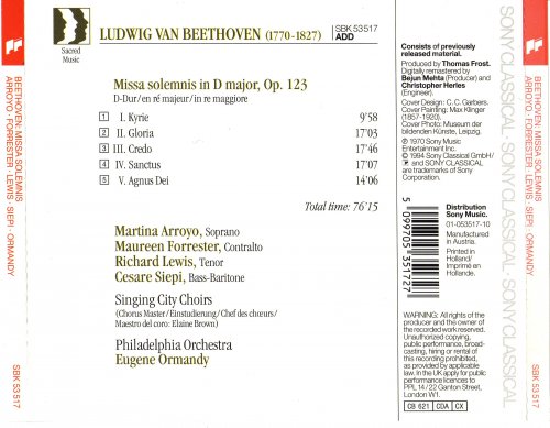 Philadelphia Orchestra, Eugene Ormandy - Beethoven: Missa Solemnis (1994) CD-Rip