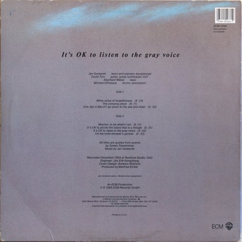 Jan Garbarek Group - It's OK To Listen To The Gray Voice (1985) LP