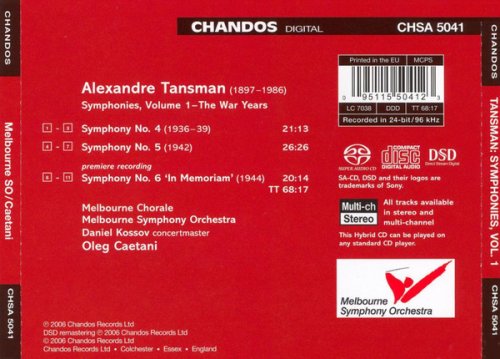 Melbourne Chorale, Melbourne Symphony Orchestra, Oleg Caetani - Tansman: Symphonies, Volume 1 (Nos.4-6) (2005)