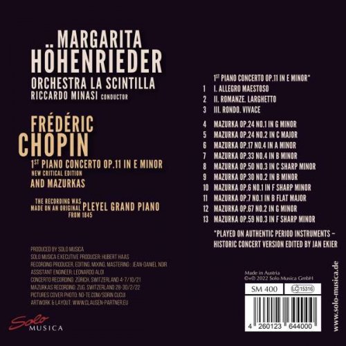 Margarita Höhenrieder, Orchestra La Scintilla, Riccardo Minasi - Chopin: Piano Concerto No. 1 in E Minor, Op. 11, B. 53 & Mazurkas (2022) [Hi-Res]