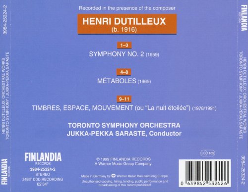 Toronto Symphony Orchestra, Jukka-Pekka Saraste - Dutilleux: Symphony No.2/ Métaboles/ Timbres, Espace, Mouvemen (1999)