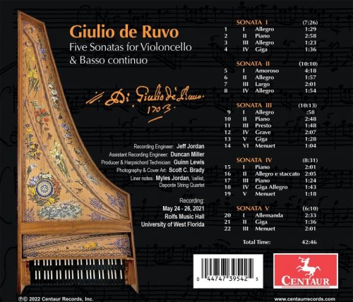 Scott Kluksdahl - Ruvo: 5 Sonatas for Violoncello & Basso continuo (2022)