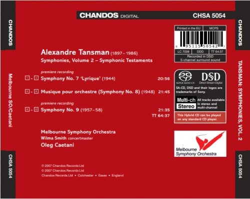 Melbourne Symphony Orchestra, Oleg Caetani - Tansman: Symphonies, Vol 2 (Nos.7-9) (2007)