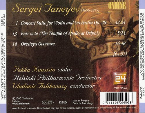Pekka Kuusisto, Helsinki Philharmonic Orchestra - Tanejew: Konzertsuite für Violine und Orchester op.28 / Entr'acte (2000)