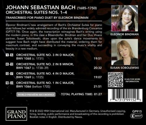 Eleonor Bindman, Susan Sobolewski - J.S. Bach: Orchestral Suites - Transcribed for Piano Duet by Eleonor Bindman (2022) [Hi-Res]