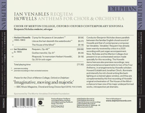 Choir of Merton College, Oxford, Benjamin Nicholas - Ian Venables: Requiem, Herbert Howells: Anthems for Choir & Orchestra (2022) [Hi-Res]