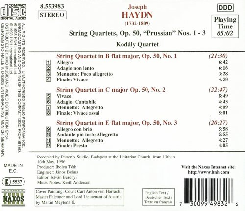 Kodály Quartet - Haydn: String Quartets op. 50 Nos. 1-3 (1998) CD-Rip