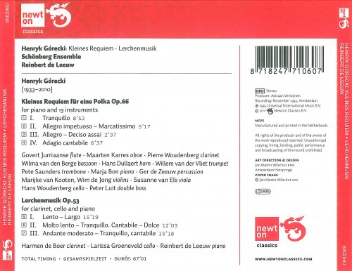 Shonberg Ensemble, Reinbert de Leeuw - Gorecki: Kleines Requiem & Lerchenmusik (2011)