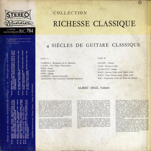 Alirio Diaz - 4 Siecles De Guitare Classique (1966) LP