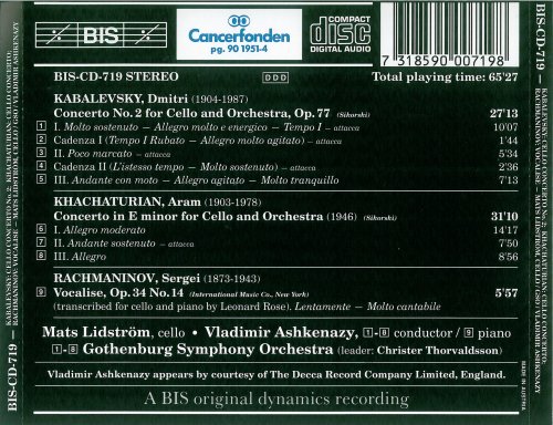 Mats Lidstrom, Vladimir Ashkenazy - Kabalevsky & Khachaturian: Cello Concertos (1995)