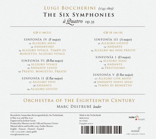 Orchestra Of The 18th Century, Marc Destrubé - Boccherini: The Six Symphonies (2022)