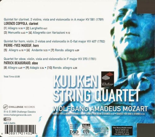 Kuijken String Quartet - Mozart: Clarinet Quintet K.581, Horn Quintet K.407, Oboe Quartet K.370 (2005) CD-Rip