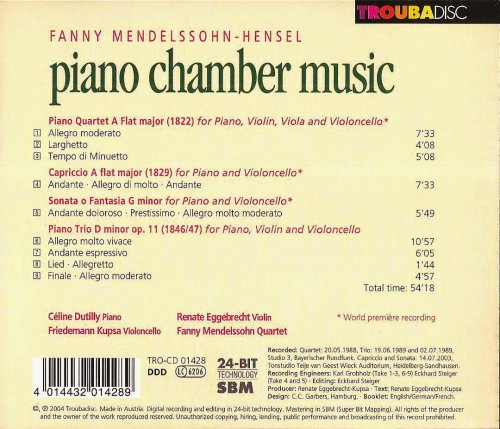 Fanny Mendelssohn Quartet - Fanny Mendelssohn-Hensel: Piano Chamber Music (2004) CD-Rip