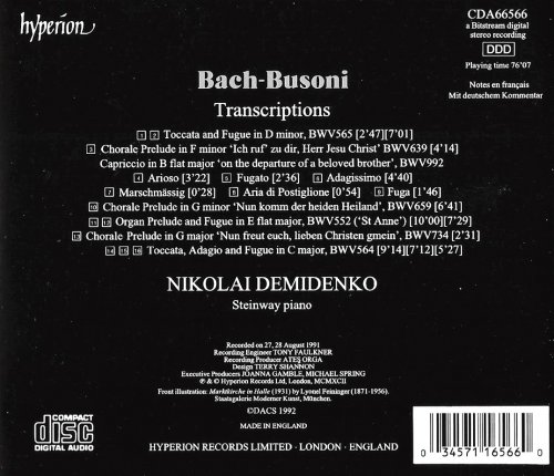 Nikolai Demidenko - J.S. Bach: Piano Transcriptions, Vol. 1 (1992) CD-Rip