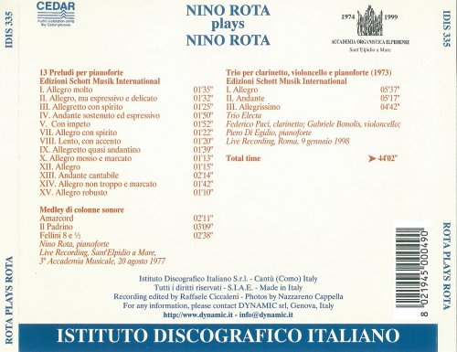 Nino Rota, Trio Electa - Nino Rota plays Nino Rota (1999)