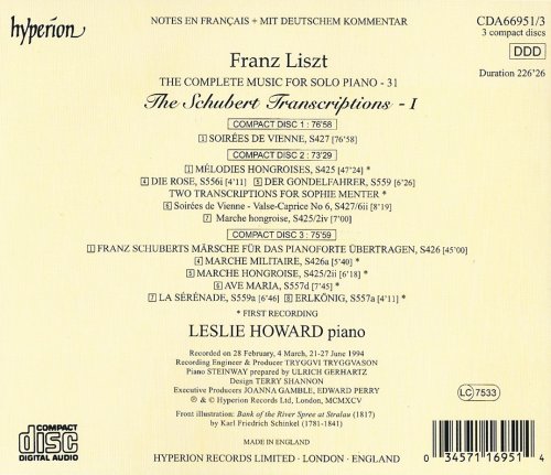 Leslie Howard - Liszt: The Schubert Transcriptions Vol. 1 (1995) CD-Rip