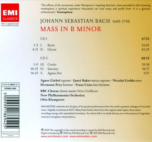 New Philharmonia Orchestra, Otto Klemperer - Bach: Mass in B minor (2011)