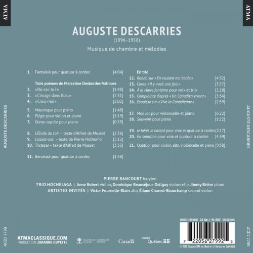 Trio Hochelaga, Pierre Rancourt - Descarries: Musique de chambre et mélodies (2020) [Hi-Res]