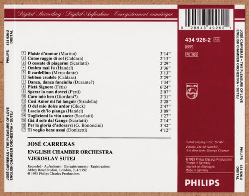 José Carreras, English Chamber Orchestra, Vjekoslav Sutej ‎- The Pleasure Of Love (1993) CD-Rip