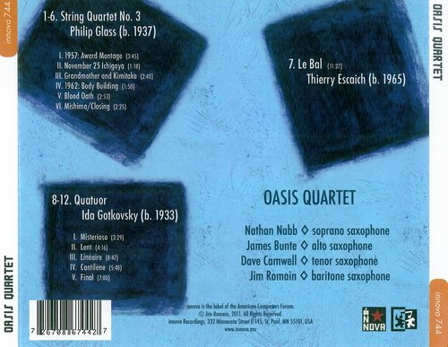 Oasis Quartet - Glass, Gotkovsky, Escaich (2011) CD-Rip