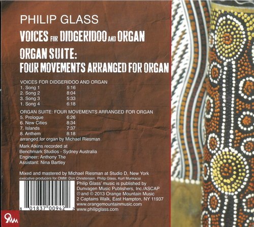 Mark Atkins, Michael Riesman - Philip Glass: Voices for Didgeridoo and Organ (2013) CD-Rip