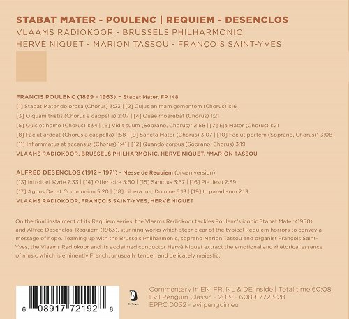 Vlaams Radiokoor, Brussels Philharmonic & Hervé Niquet - F. Poulenc: Stabat Mater, FP 148 - A. Desenclos: Messe de Requiem (2019) [Hi-Res]