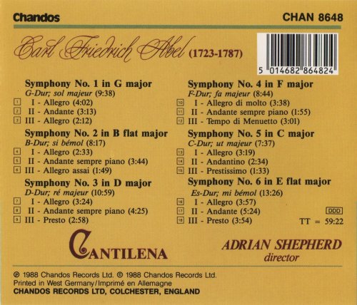 Cantilena, Adrian Shepherd - Abel: Six Symphonies (1988) CD-Rip